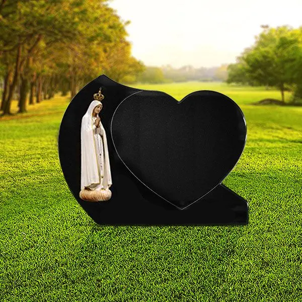 Lápide Coração Granito Negro - LP33