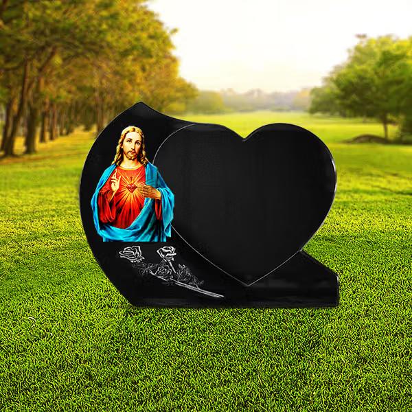 Lápide Coração Granito Negro - LP32