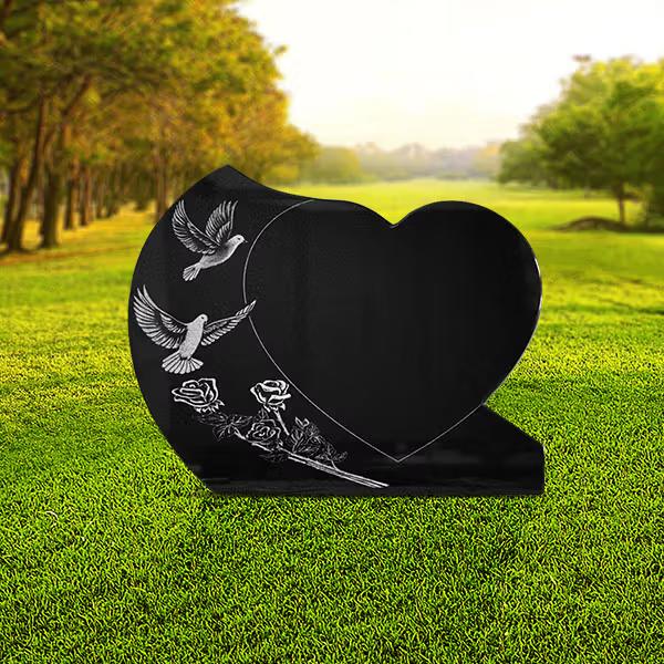 Lápide Coração Granito Negro - LP31