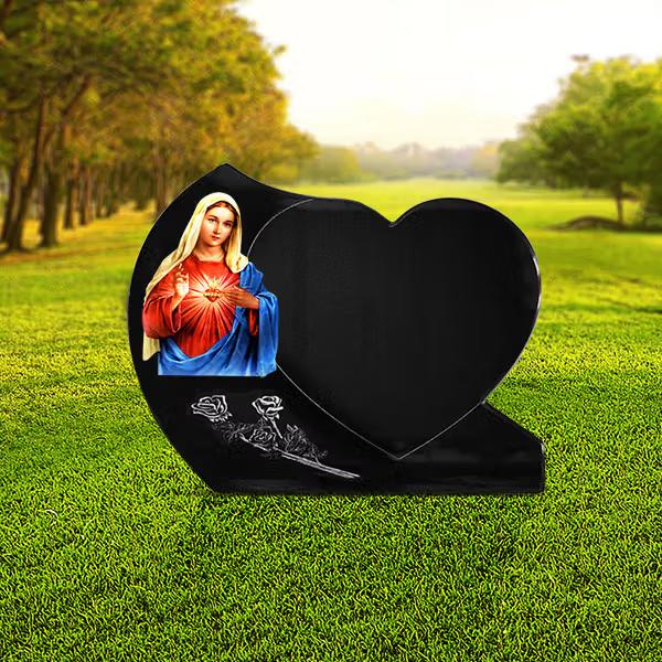 Lápide Coração Granito Negro - LP34